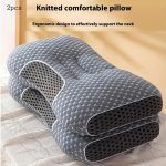 اشترِ واحد واحصل على آخر مجانًا، إجمالي قطعتين من وسادة الرقبة المصنوعة من التريكو الرمادي الناعم للتدليك - تتميز بتصميم مريح وقابل للتعديل، وحشية وسادة عالية الجودة، وغطاء قابل للإزالة لتحسين راحة النوم - Image 7
