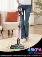 SUXIANGVAC Powerful Cordless Vacuum Cleaner Pink for Hair, Floors and Carpets - 45KPa/500W/45min LED Display - Image 2
