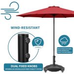 Patio Umbrella Base Heavy Duty Wind-Resistant Mobile Square Market Stand for Outdoor Deck Poolside Lawn Fits Most Umbrellas - Image 5