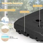 Giantex Heavy-Duty Offset Patio Umbrella Base — Water- or Sand-Fillable Base with Wheels — 198-Pound Capacity — Suitable for Gardens, Poolside, and Outdoor Patios - Image 3