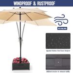 Heavy-Duty Patterned Umbrella Base with Wheels — Ideal for Patios & Poolside | 200 lb. Max Capacity, Water-Fillable Metal Stand - Image 6