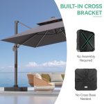Heavy Duty 310 Lbs Cantilever Patio Umbrella Base with Wheels for Outdoor Use | 35.5'' X 35.5'' Heavy Duty Sand/Water Filled Cantilever Umbrella Base with Wheels | Offset 310 Lbs Cantilever Patio Umbrella Base with Wheels, 35.5'' X 35.5'' Square Des - Image 5