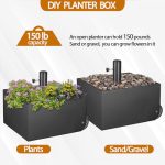 Heavy-Duty Patio Umbrella Base with Wheels — Ideal for Outdoor Patios & Gardens | Fillable Planter-Style Umbrella Base — Supports Up to 150 lbs - Image 5