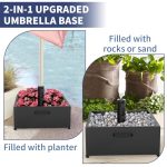 Heavy-Duty Patterned Umbrella Base with Wheels — Ideal for Patios & Poolside | 200 lb. Max Capacity, Water-Fillable Metal Stand - Image 4